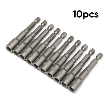 

10* 1/4 Hex Shank Magnetic Nuts Driver Set 65mm Long Power Drill Bit Holder New