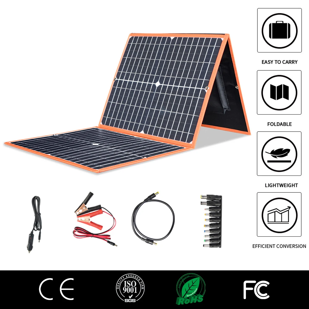 

Foldable solar panel 60w solar 18v battery charger dual usb for outdoor phone tablet car Rv boat camping