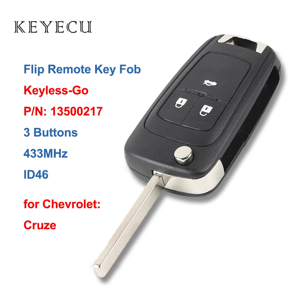 Пульт дистанционного управления Keyecu для автомобиля 3 кнопки 433 МГц ID46 Chevrolet Cruze 2010