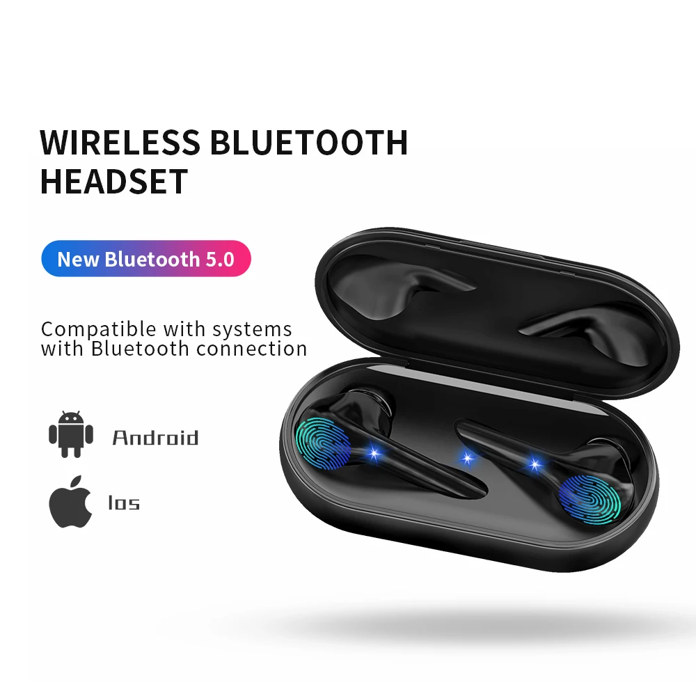 Magnetic Charging Box Bluetooth Headphone Touch Control Earbuds Noise Canceling Dual Bass Headset with for Huawei iPhone Xiaomi