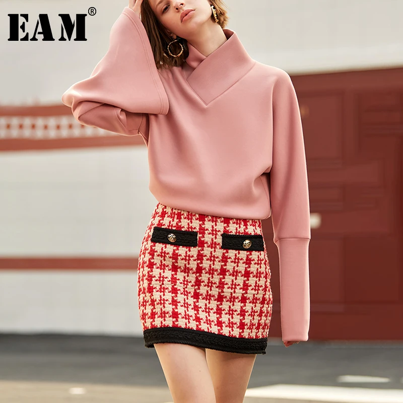 

[EAM] High Waist Plaid Tweed Button Split Joint Temperament Half-body Skirt Women Fashion Tide New Spring Autumn 2019 1D121