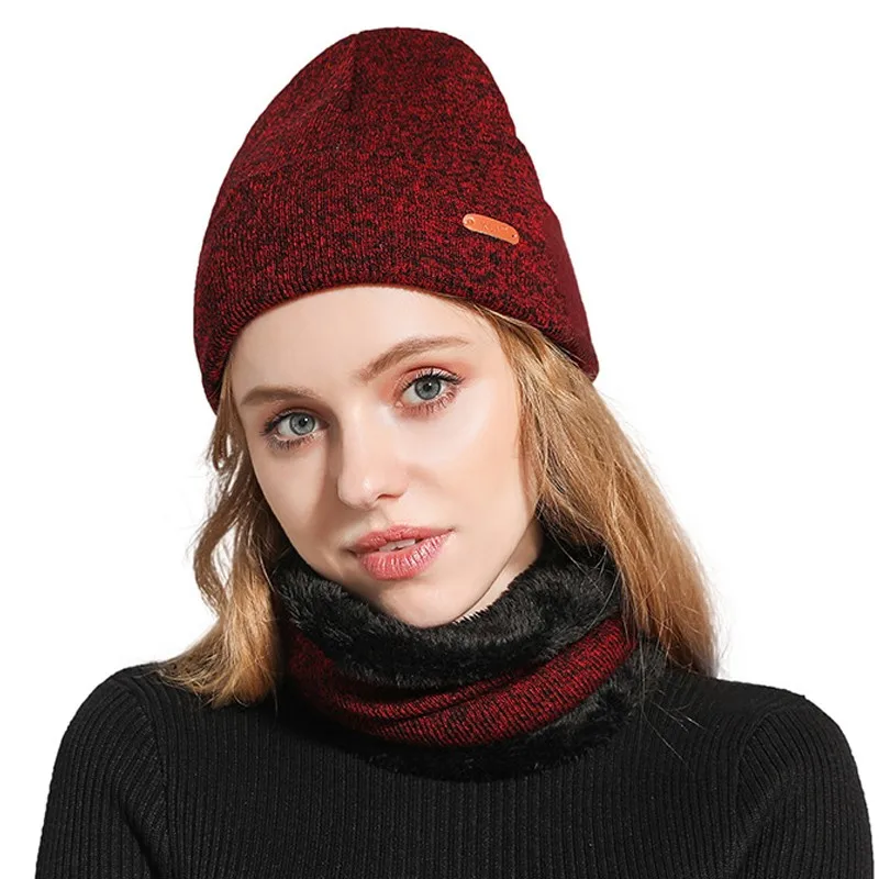 BEFORW новая зимняя Для женщин шеи теплые, вязаные модные шляпа Sscarf набор Толстая теплая удобная обувь в стиле Для женщин геометрический шапки-бини