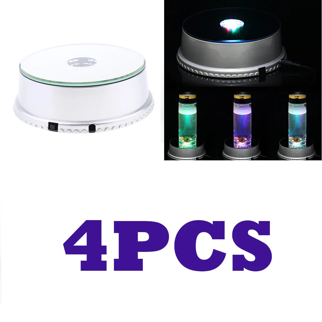 

4 Pcs Mirror Top 360 Rotating Turntable Battery USB Powered Jewelry Display Stand