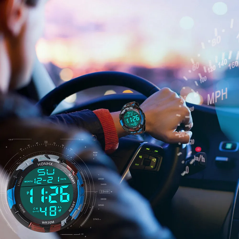 Fashion Men Led Digital Watch Waterproof Date Military Sport Rubber Quartz Watch Alarm Sport Digital Watches Reloj Hombre 2022