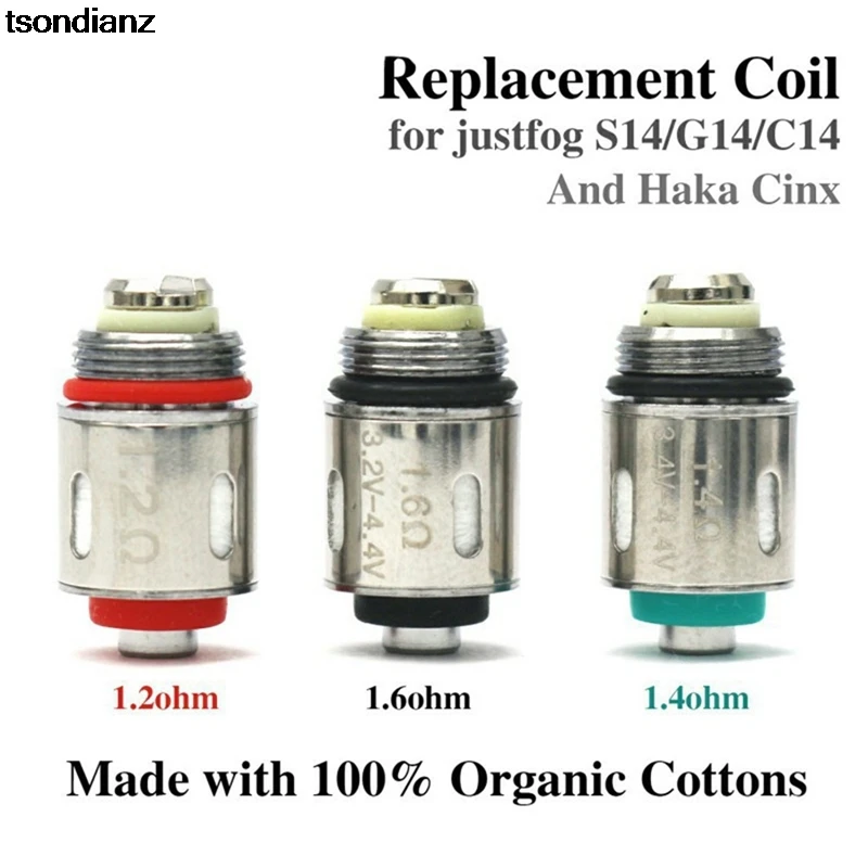 5 uds de núcleo de la cabeza de la bobina 1,2/1,4/1.6ohm traje para Justfog C14 S14 Q14 Q16 Pro P16A P14A Haka Cinx Vape Kit atomizador