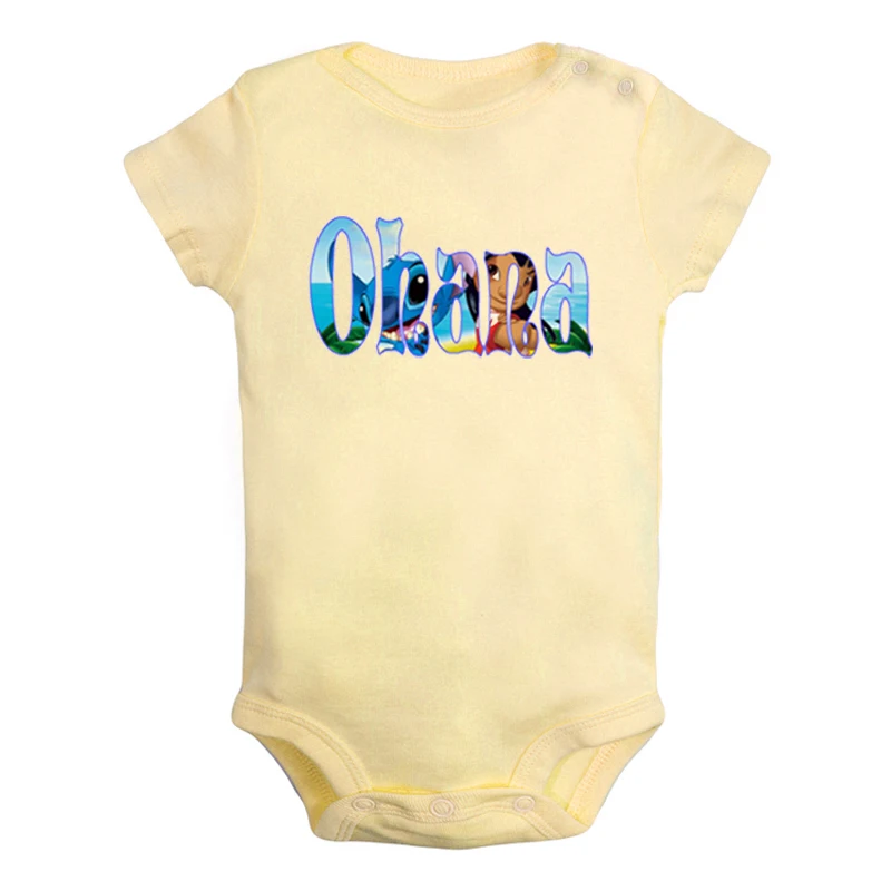 JcBaby673YD Милый Лило и Стич семья Охана дизайн новорожденных мальчиков и девочек наряды комбинезон с принтом младенческой Боди Одежда хлопок наборы - Цвет: JcBaby673YD