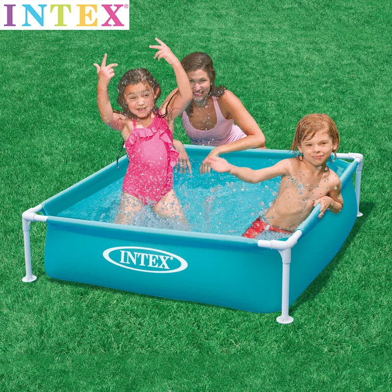 

122cm 48" rectangular INTEX metal frame pool kid pool child play water pool steel frame blue color easy set summer piscina