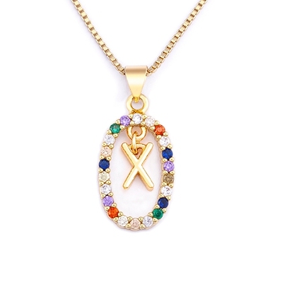 Hot Sale Colorful 26 Letters A - Z Initial M S C K Alphabet Pendant Long Chain Necklace Name Jewelry Women Accessories Gift