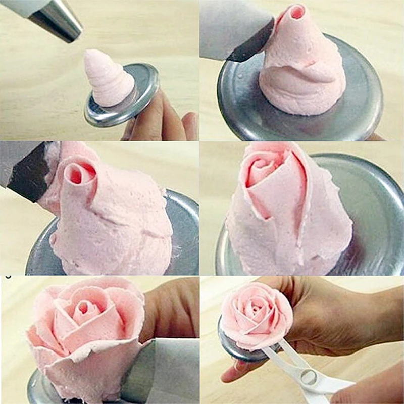5Pcs/Set Flower Scissor +Cake Tray Nail Decor Lifter Fondant Cream Transfer Baking Pastry Cake Decoration Tools Kitchen Supplies