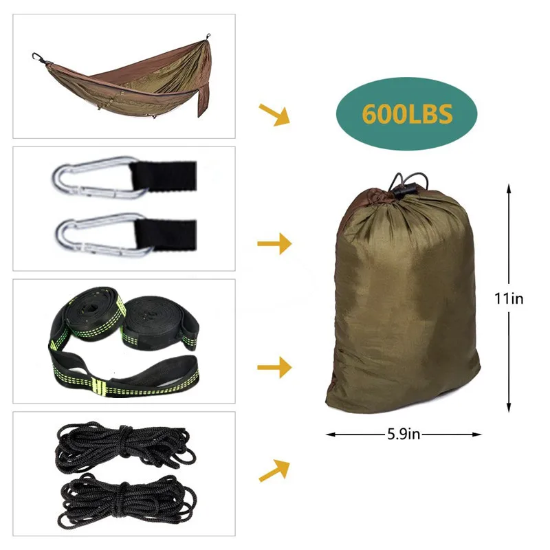 Portable Travel Hammock with Rain Fly Tarp,Outdoor Backpacking Hammock Tree Strap, Carabiner, Very Suitable for Camping Hiking