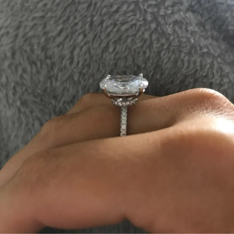 Изысканное кольцо, 925 пробы, серебро, овальная огранка, 3ct, AAAAA, кубический цирконий, обручальное кольцо, кольца для женщин, свадебные украшения, подарок