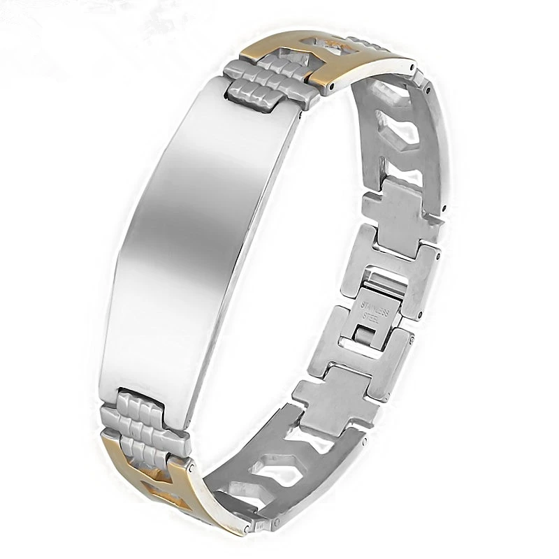 High Quality Stainless Steel Bracelets &amp Bangles Men Female Hand stitching Style Charm Lettering Punk Silver Bracelet Pulseras |