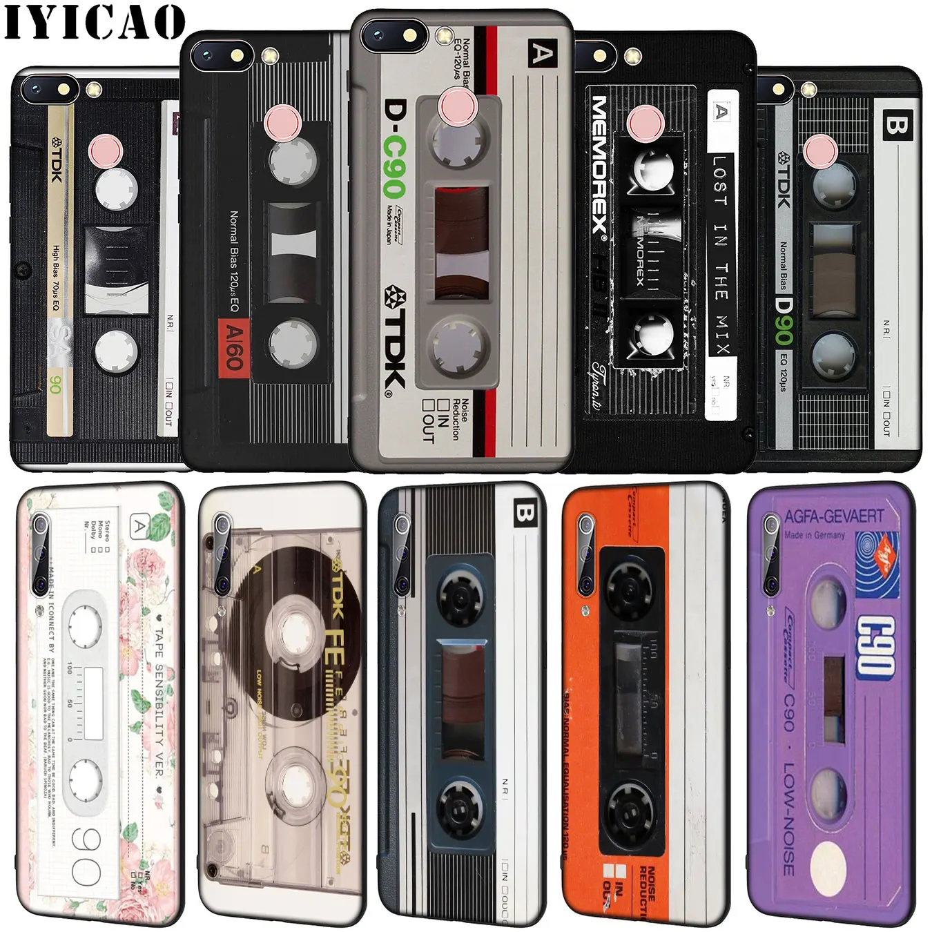 IYICAO Magnetic tape Cassette audio Soft Silicone Case for Xiaomi Redmi Note 8 8T 8A 7 7A 6 6A 5 5A GO S2 K30 K20 Pro | Мобильные