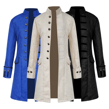 

Brand Casual Long Sleeve Jackets Coats Victorian Men Velet Jacquard Steampunk Thick Fashion Windbreaker Overcoats