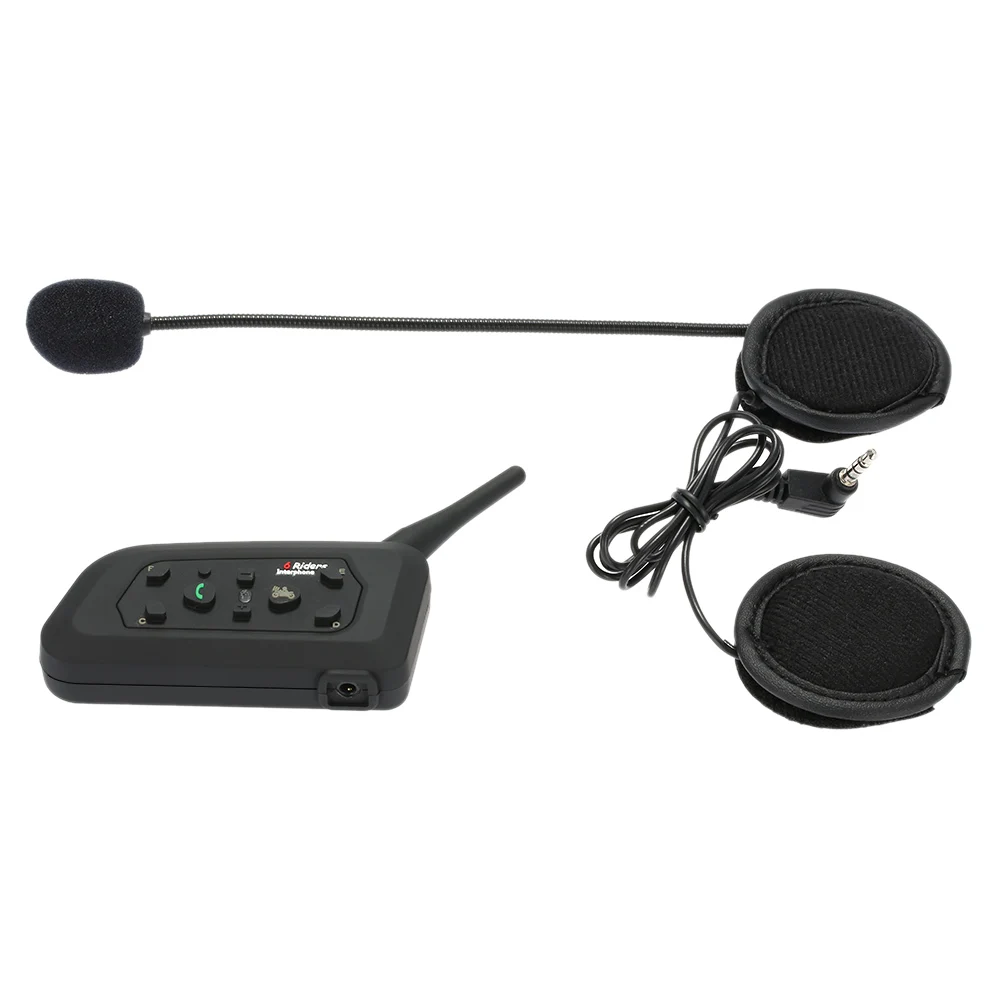 V6-1200 bluetooth-гарнитура для мотоцикла/домофон 1200 м, наушники для бесконтактных телефонных шлемов черного цвета для шести мотоциклистов - Цвет: EU Plug