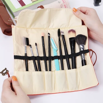 

Professional Cosmetic Brush Bag Roll Pouch Printing Toiletry Bag Canvas Make Up Bag 11 Slots
