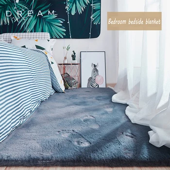 

Nordic rabbit plush carpet living room bedroom blanket ins carpet bedroom full cute room bedside blanket living room carpet