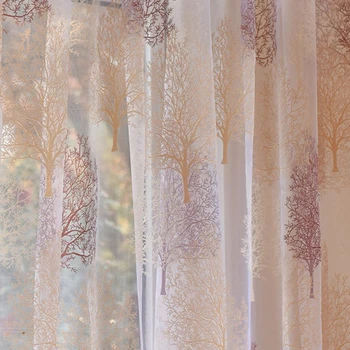 

Floral Leave Burnout Voile Curtain For Living room Sheer Fabric Transparent Window Panel Tende JS60C