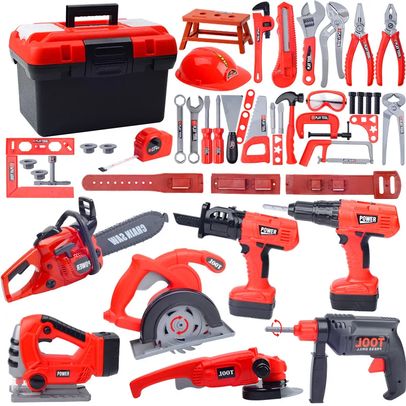 

Pretend Play Simulation Repair Tool Toys Kids Toolbox Kit Plastic Drill Game Learning Engineering Puzzle Toys for Children Boy