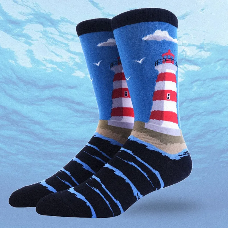 

Practical Anti-slip Breathable Cotton Outdoor Cycling Running Sport Socks Retro Casual Personality Art Pattern Printed Socks