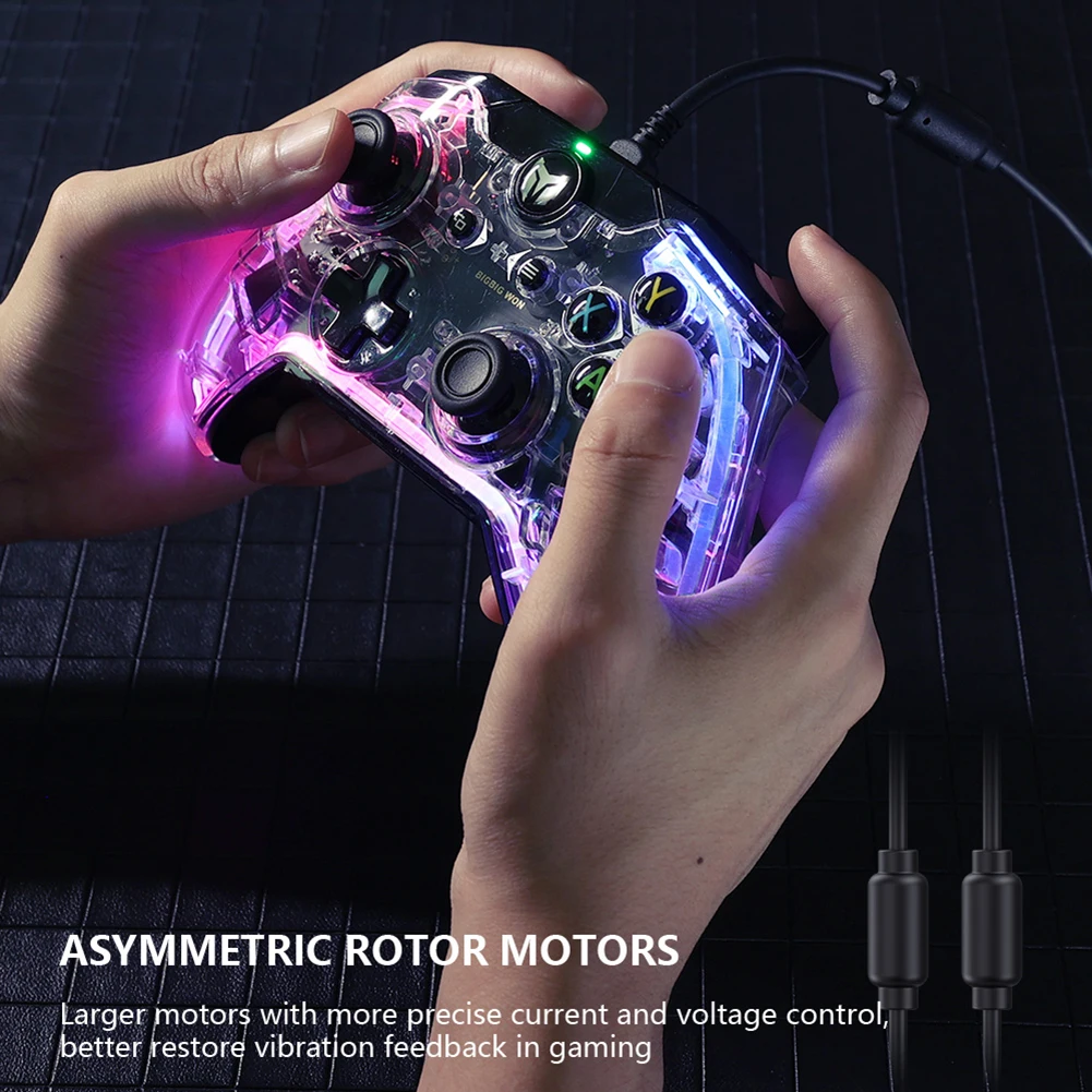 BIGBIG WON Rainbow C1 Somatosensory Wired Gamepad Joystick For Nintendo Switch PC Gaming Console Without Delay Transparent Shell