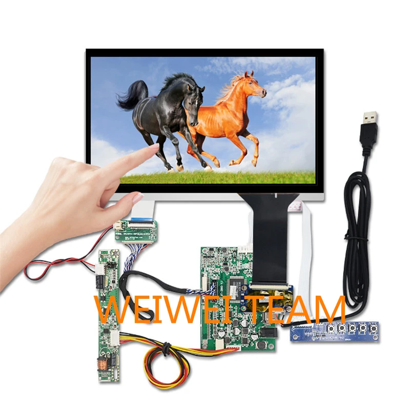 Wisecoco 1280x720 10.1 Inch IPS LCD Screen Display Capacitive Touch Panel LVDS VGA HDMI Board Sunlight Readable High Brightness