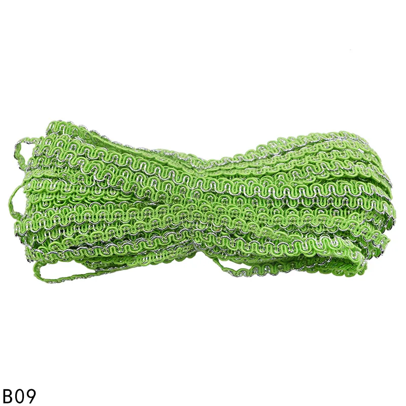 B09 light green 12 В/24 м 5 мм Плетеный кружевной отделкой лента DIY прошитая вручную аксессуары шнуровкой, плетеным кружевом Свадебная вечеринка украшения - Цвет: B09 light green