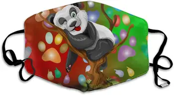 

Mouth Mask For Daily Dress Up, Panda Colorful Paw Prints Anti-dust Mouth-Muffle, Washable Reusable Holiday Half Face Masks For