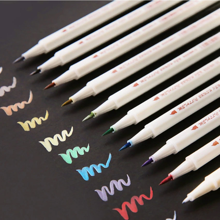 10 Colors Set Metallic Pastel Marker Pen DIY Scrapbooking Crafts Soft Art Pens