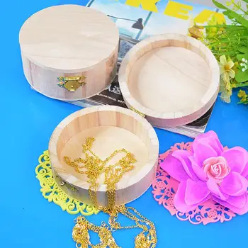 

Portable Vintage Mini Round Pine Wood Ring Jewelry BoxTrinket Soap Box Storage Earrings Container Gift Case Hot Sale New Arrival
