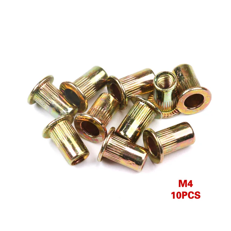 M4 10/20 шт./компл. M3 M4 M6 M8 M10 с плоской головкой углеродистая сталь заклепочные гайки комплект гайки вставки клепки - Цвет: M4