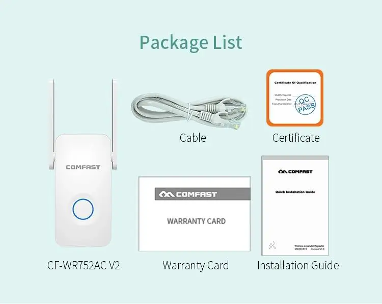 COMFAST CF-WR752AC V2 мощный беспроводной ретранслятор двухдиапазонный 1200 Мбит/с WiFi удлинитель Интернет усилитель сигнала 2* 53dBi антенна