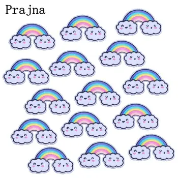 

Prajna 10PCS Cheap Rainbow Parches Embroidery Iron On Patches For Kid Jacket Ornament Patch Clothing DIY Stickers Motif Applique