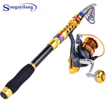 

Sougayilang Portable Telescopic Fishing Rod and Reel Combos Travel Spinning Fishing Pole with Full Metal Spinning Reel Kits