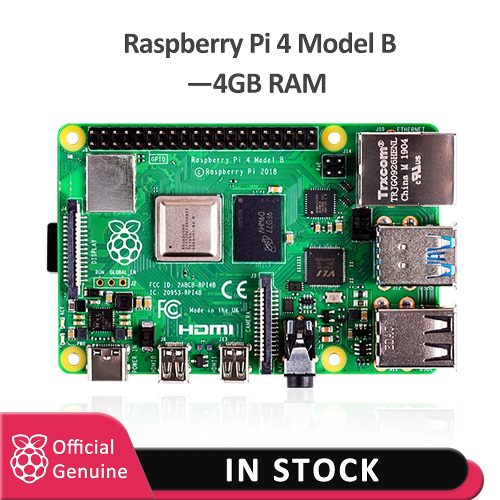 Официальный Raspberry Pi 4 Модель B 4 Гб ОЗУ макетная плата v8 1,5 ГГц Поддержка 2,4/5,0 ГГц wifi Bluetooth 5,0