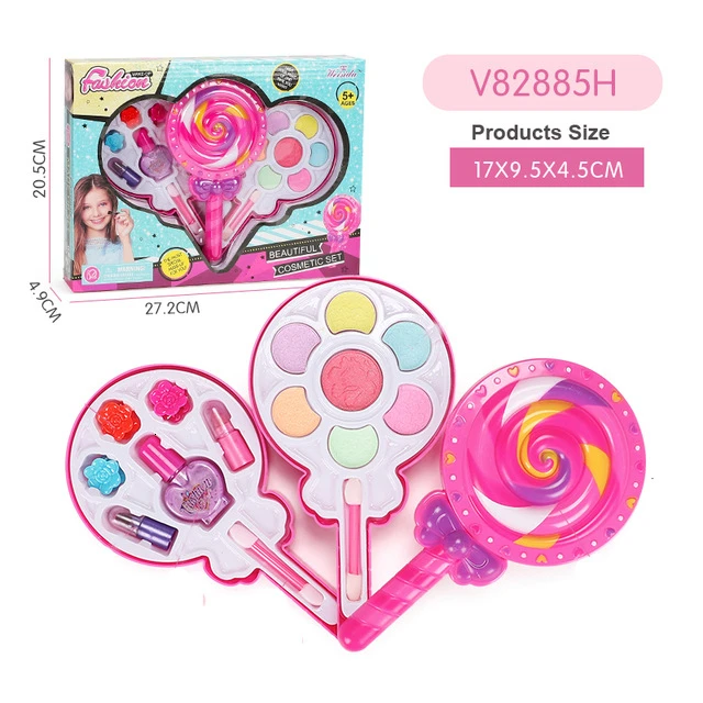 Ролевые игры игрушки для макияжа безопасный нетоксичный макияж набор для детей набор косметический розовый принцесса модный косметический набор для девочек подарок - Цвет: V82885H