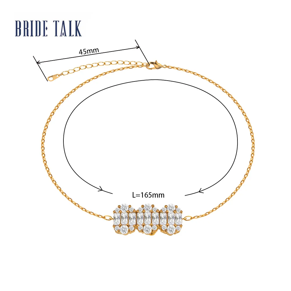 Ожерелье невесты Шарм медный багет цирконовая цепочка и звено корейский стиль браслет Женская мода розовое золото ювелирные изделия подарок на день рождения