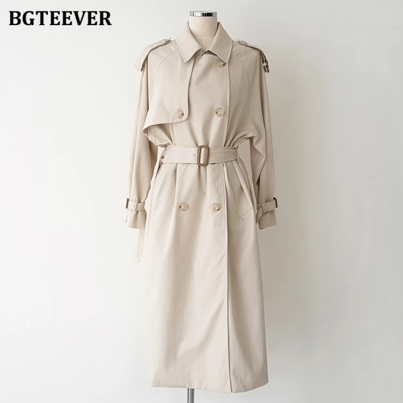 BGTEEVER Casual Double Breasted Pockets Women Long