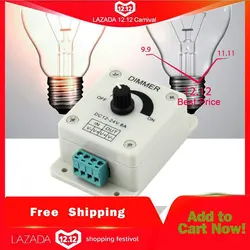 Variateur de lumière LED DC 12V 8A, contrôleur de luminosité réglable pour bande lumineuse LED, accessoires de lampe 