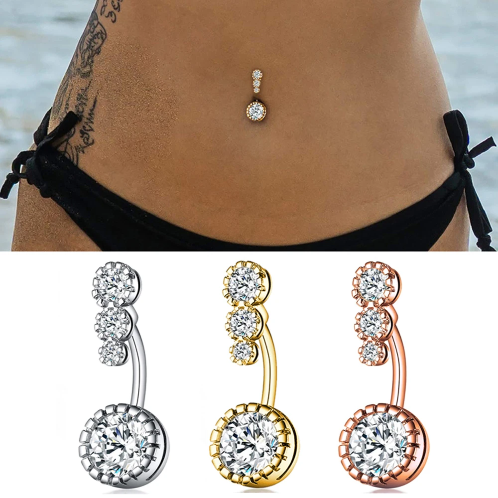 Dangle Pendant Crystal Surgical Steel Body Piercing Belly Jewelry Navel Ring 