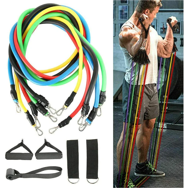 11pcs Set Resistance Bands Workout Exercise Tubes Yoga Crossfit Fitness Training