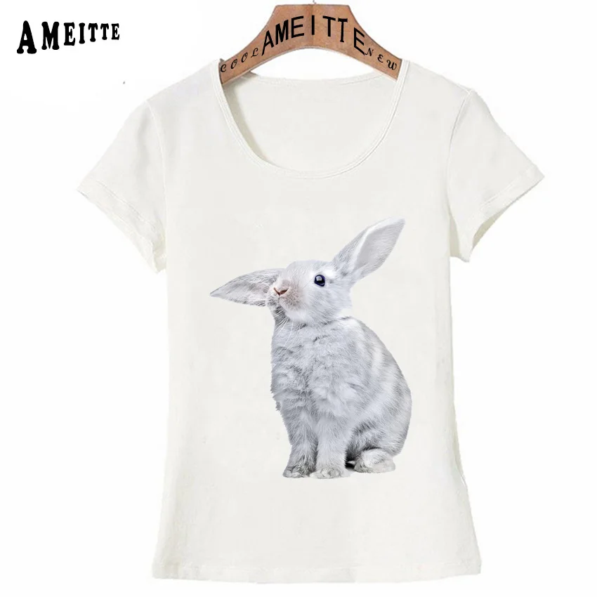 Серая футболка с милым принтом кролика модель 2020 года летняя модная женская в