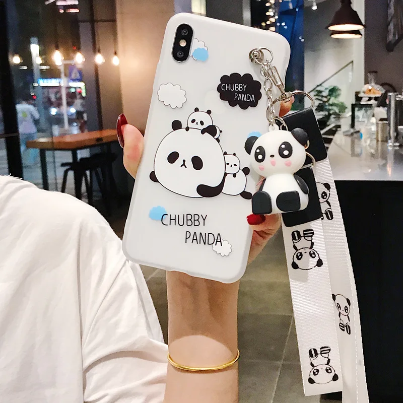 Забавный мультяшный чехол для телефона с пандой для iphone X XS чехол для MAX XR для iphone 7 6s 8 plus милый чехол кукла подставка поддержка мягкий чехол s Capa