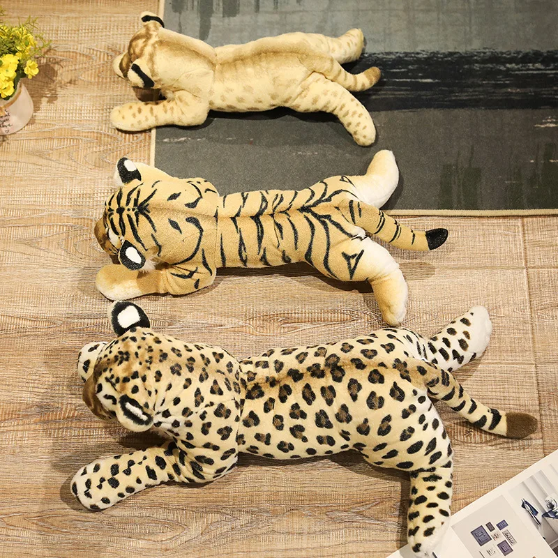 Nice 1 PCS 38CM/48CM/58CM Huggable Hot Soft Lifelike Stuffed Animals Leopard Lion Plush Toys Wild Animal Tiger For Children