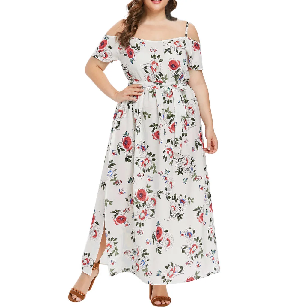 SAGACE 2019 Strap Short Sleeve Rose Flower Print Loose Comfort Dress ...