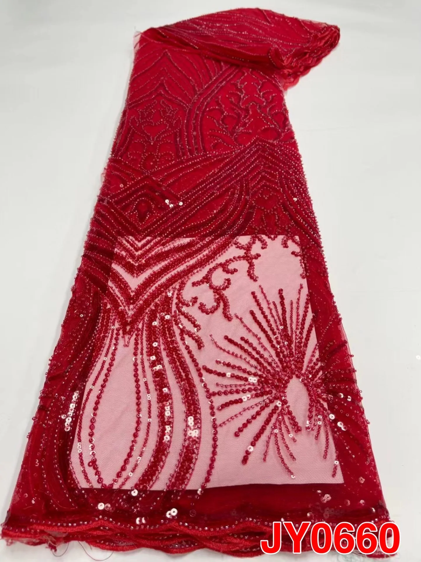 

African French Sequins Tulle Lace Fabric Luxury Handmade Lace Embroidery Materials 5Yards For Wedding Nigerian Lady Dress Wear