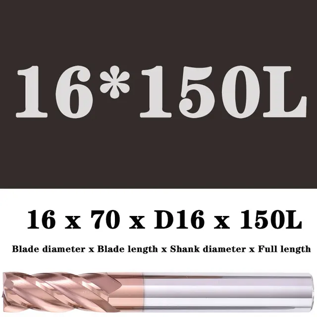 Milling Cutter Alloy Coating Tungsten Steel Tool Maching Hrc55 Endmill Milling Cutter Kit Milling Machine Tools cnc Router Bits 16x70XD16X150L