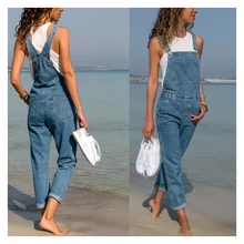 

Women Ladies Baggy Denim Cross Border Special Fashion Jeans Bib Full Length Overall Solid Loose Casual Jumpsuit Hot Suspender