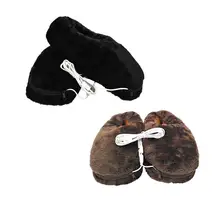 1 пара; тапочки с электрическим подогревом; плюшевые туфли с подогревом; теплые плотные шлепанцы; теплая зимняя обувь