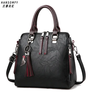 

100% Genuine leather Women handbags 2019 New Ladies Handbag Women Messenger Bags TotesTassel Designer Crossbody Shoulder Bag